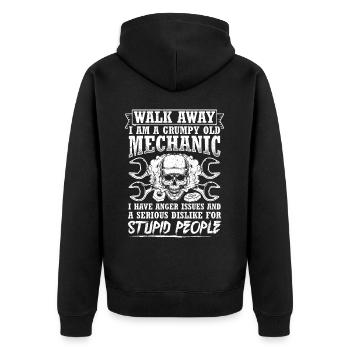 Walk Away I'm a grumpy old mechanic - Unisex Premium Organic Zip Hoodie - black - Back - Nico (187cm)