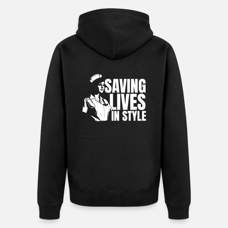Krankenschwester Mode - Unisex Premium Bio Zip Hoodie - Schwarz