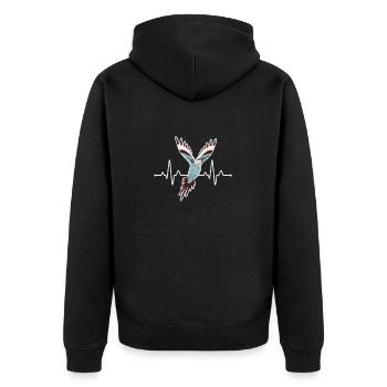Wellensittich Vogel Haustier Sittich Geschenk - Unisex Premium Bio Zip Hoodie - Schwarz - Hinten - Nico (187cm)