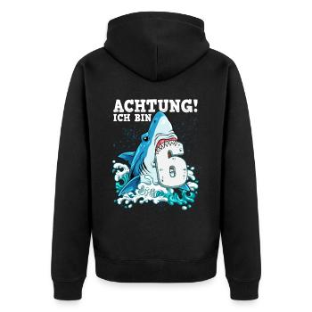 Requin du 6e anniversaire - Veste à capuche bio Premium Unisexe - noir - Dos - Nico (187cm)