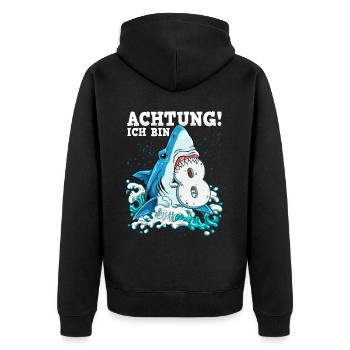 Requin de 8e anniversaire - Veste à capuche bio Premium Unisexe - noir - Dos - Nico (187cm)