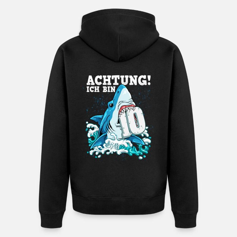 Requin du 10e anniversaire - Veste à capuche bio Premium Unisexe - noir