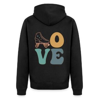 LOVE Rollschuhlaufen Skater Skate Rollschuhe - Unisex Premium Bio Zip Hoodie - Schwarz - Hinten - Nico (187cm)