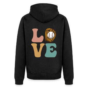 LOVE Baseball Catcher Catcher joueur - Veste à capuche bio Premium Unisexe - noir - Dos - Nico (187cm)