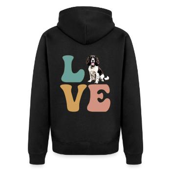 LOVE Springer Spaniel Chien - Veste à capuche bio Premium Unisexe - noir - Dos - Nico (187cm)