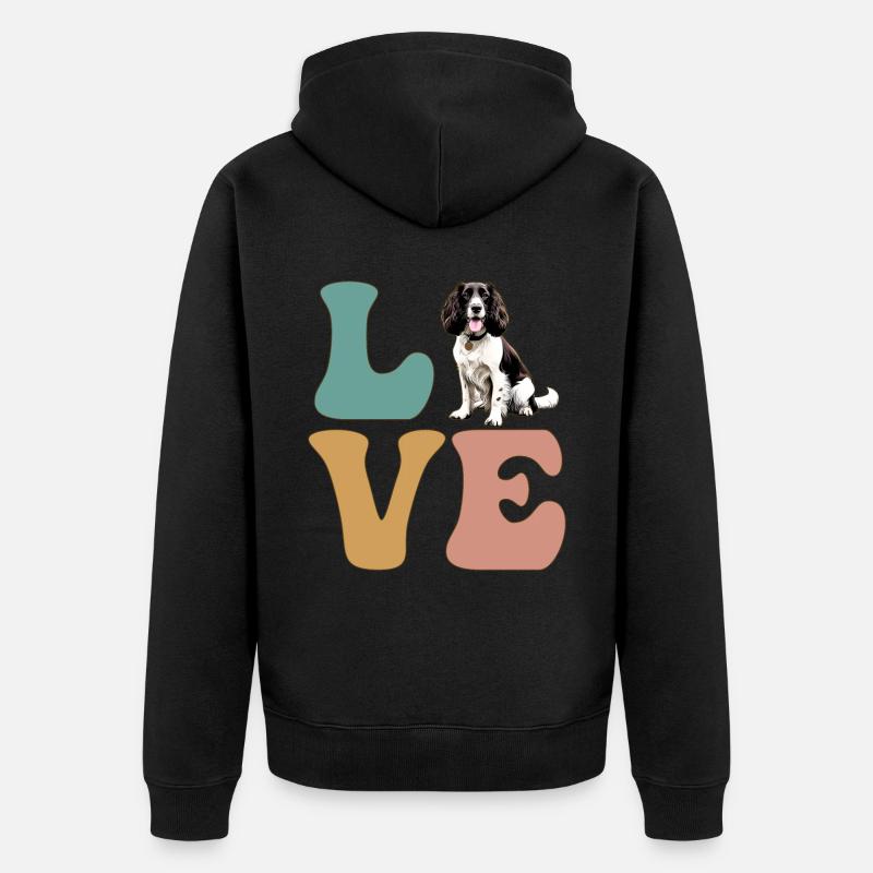 LOVE Springer Spaniel Chien - Veste à capuche bio Premium Unisexe - noir