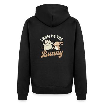 Cat Easter Show Me Bunny - Unisex Premium Organic Zip Hoodie - black - Back - Nico (187cm)