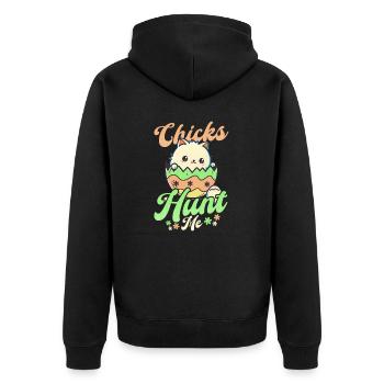 Cat Easter Chicks Hunt Mhe - Unisex Premium Organic Zip Hoodie - black - Back - Nico (187cm)