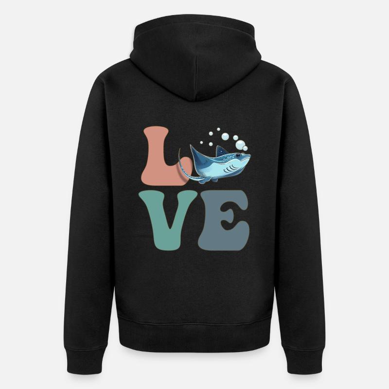 LIEBE Stachelrochen Mantarochen - Unisex Premium Bio Zip Hoodie - Schwarz
