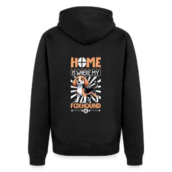 Zuhause - English Foxhound - Unisex Premium Bio Zip Hoodie - Schwarz - Hinten - Nico (187cm)