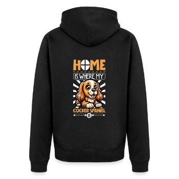 Zuhause - English Cocker Spaniel - Unisex Premium Bio Zip Hoodie - Schwarz - Hinten - Nico (187cm)