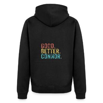 Good better Connor - Unisex Premium Organic Zip Hoodie - black - Back - Nico (187cm)