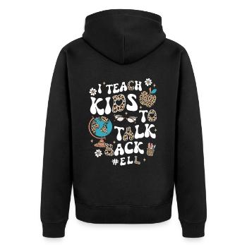 Englischlehrerin Englischlehrer - Unisex Premium Bio Zip Hoodie - Schwarz - Hinten - Nico (187cm)