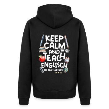 Englischlehrer Englischlehrerin - Unisex Premium Bio Zip Hoodie - Schwarz - Hinten - Nico (187cm)