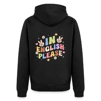 Professeur d’anglais Professeur d’anglais en anglais s’il vous plaît - Veste à capuche bio Premium Unisexe - noir - Dos - Nico (187cm)