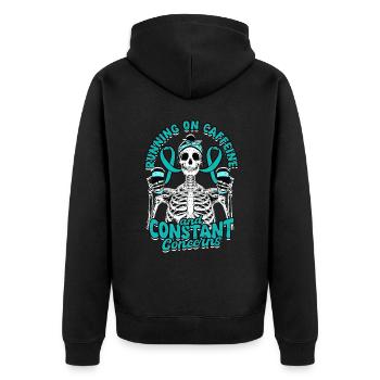 Anxiety Disorder Runnin On Caffeine Constant Concerns - Unisex Premium Organic Zip Hoodie - black - Back - Nico (187cm)