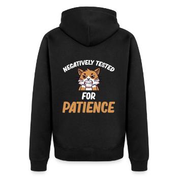 Tested negative for patience Funny impatience - Unisex Premium Organic Zip Hoodie - black - Back - Nico (187cm)