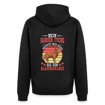 Harz fox protects me herding dog herding fox - Unisex Premium Organic Zip Hoodie - black - Back - Nico (187cm)