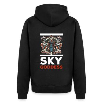 Flugbegleiterin, Flugbegleiterin, Stewardess - Unisex Premium Bio Zip Hoodie - Schwarz - Hinten - Nico (187cm)