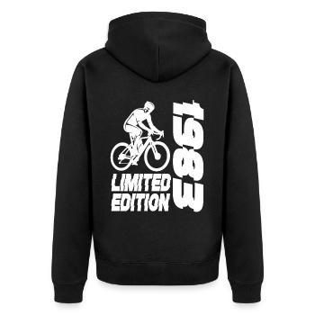Limited Edition 1983 Limited Edition Fahrrad - Unisex Premium Bio Zip Hoodie - Schwarz - Hinten - Nico (187cm)
