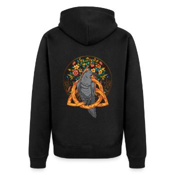 Forest Animals Bird Raven Crow Nature Crow Dark - Unisex Premium Organic Zip Hoodie - black - Back - Nico (187cm)
