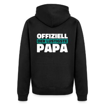 Vater Papa Funniest Dad - Unisex Premium Organic Zip Hoodie - black - Back - Nico (187cm)