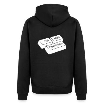 Gamer Gaming Tastatürkürzel Ctrl Alt Defeat - Unisex Premium Bio Zip Hoodie - Schwarz - Hinten - Nico (187cm)