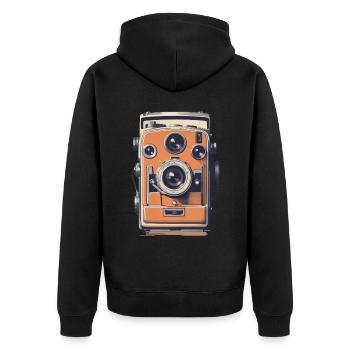 Vintage Photo Camera Aesthetic Retro Camera - Unisex Premium Organic Zip Hoodie - black - Back - Nico (187cm)