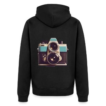 Vintage Photo Camera Aesthetic Retro Camera - Unisex Premium Organic Zip Hoodie - black - Back - Nico (187cm)
