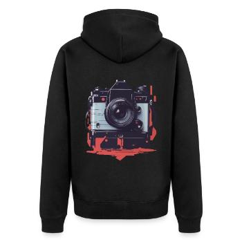 Vintage Fotokamera Aesthetic Fotograf Retro - Unisex Premium Bio Zip Hoodie - Schwarz - Hinten - Nico (187cm)