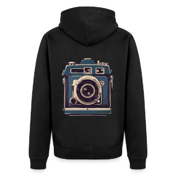 Vintage Photo Camera Aesthetic Retro Camera - Unisex Premium Organic Zip Hoodie - black - Back - Nico (187cm)