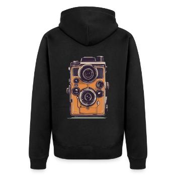 Vintage Photo Camera Aesthetic Retro Camera - Unisex Premium Organic Zip Hoodie - black - Back - Nico (187cm)