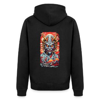 Aesthetics Yokai Oni Ukiyo-E Japanese Demon Style - Unisex Premium Organic Zip Hoodie - black - Back - Nico (187cm)