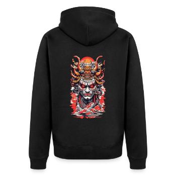 Esthétique Yokai Japonais Démon Streetwear - Veste à capuche bio Premium Unisexe - noir - Dos - Nico (187cm)