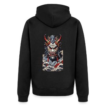 Aesthetic Yokai Oni Ukiyo-E Japan Demon Style - Unisex Premium Organic Zip Hoodie - black - Back - Nico (187cm)