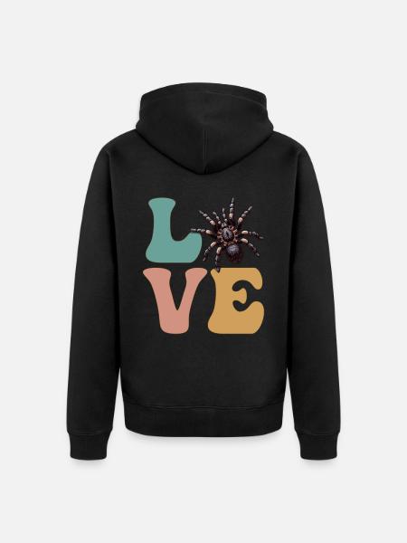 LOVE Tarantula Spider - Unisex Premium Organic Zip Hoodie - black