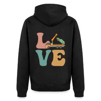 LOVE Tow Truck Driver Towing Service Towing Service - Unisex Premium Organic Zip Hoodie - black - Back - Nico (187cm)