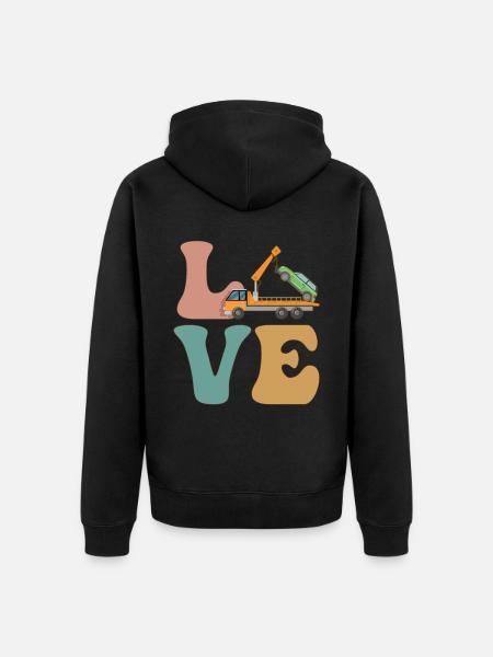 LOVE Abschleppwagenfahrer Abschleppdienst Abschlep - Unisex Premium Bio Zip Hoodie - Schwarz