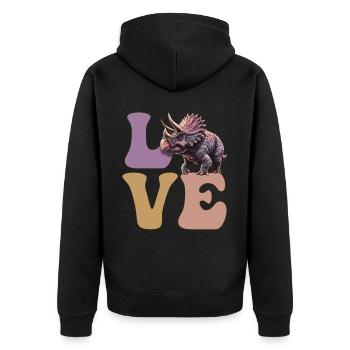 AMOUR Tricératops Dinosaure - Veste à capuche bio Premium Unisexe - noir - Dos - Nico (187cm)
