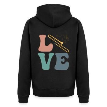 LOVE Trombonist Instrument Trombonist - Unisex Premium Organic Zip Hoodie - black - Back - Nico (187cm)