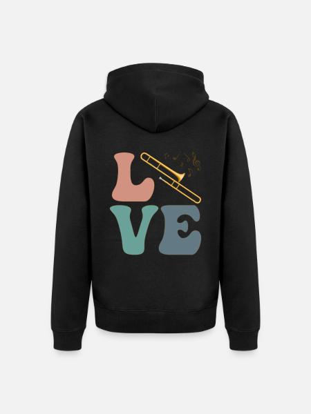 LIEBE Posaunist Instrument Posaunist - Unisex Premium Bio Zip Hoodie - Schwarz