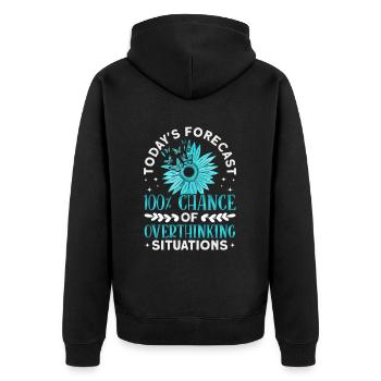 Teal Ribbon PTSD Stress Angststörung - Unisex Premium Bio Zip Hoodie - Schwarz - Hinten - Nico (187cm)