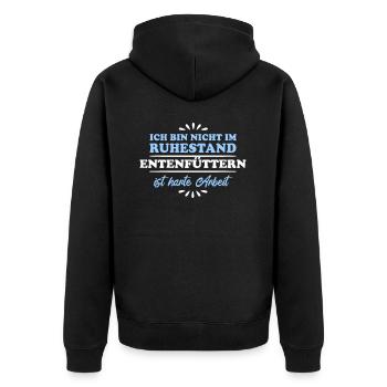 Retirement Pensioner Pensioner Duck Feeding - Unisex Premium Organic Zip Hoodie - black - Back - Nico (187cm)