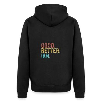 Good better Ian - Unisex Premium Bio Zip Hoodie - Schwarz - Hinten - Nico (187cm)