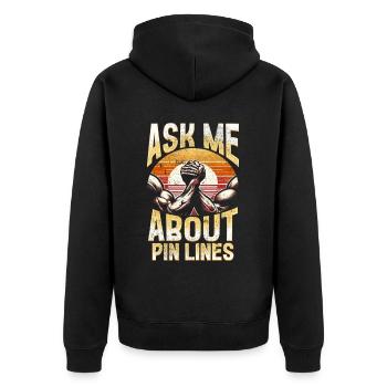 Armdrücken Armwrestling Posez-moi des questions sur les lignes de quilles - Veste à capuche bio Premium Unisexe - noir - Dos - Nico (187cm)