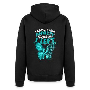 Trouble anxieux Je suis venu, j’ai vu, l’anxiété a atteint son paroxysme, je suis parti - Veste à capuche bio Premium Unisexe - noir - Dos - Nico (187cm)