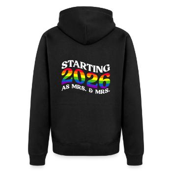 Gay Pride 2026 Mariage Mariage gay - Veste à capuche bio Premium Unisexe - noir - Dos - Nico (187cm)