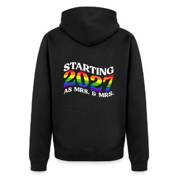 Gay Pride 2027 Mariage Mariage gay - Veste à capuche bio Premium Unisexe - noir - Dos - Nico (187cm)