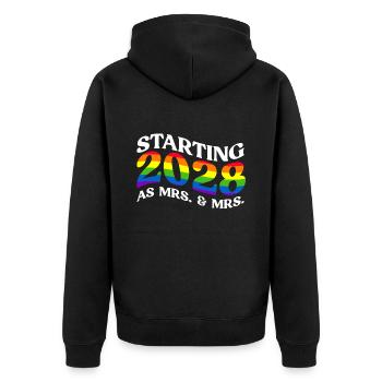 Gay Pride 2028 Mariage Mariage gay - Veste à capuche bio Premium Unisexe - noir - Dos - Nico (187cm)
