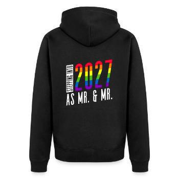 Gay Pride 2027 Mariage Mariage gay - Veste à capuche bio Premium Unisexe - noir - Dos - Nico (187cm)